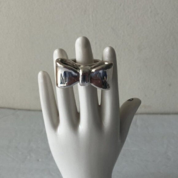 E&L Israel Ring Sterling Silver Electroform Bow  Sz.8 - Picture 14 of 16